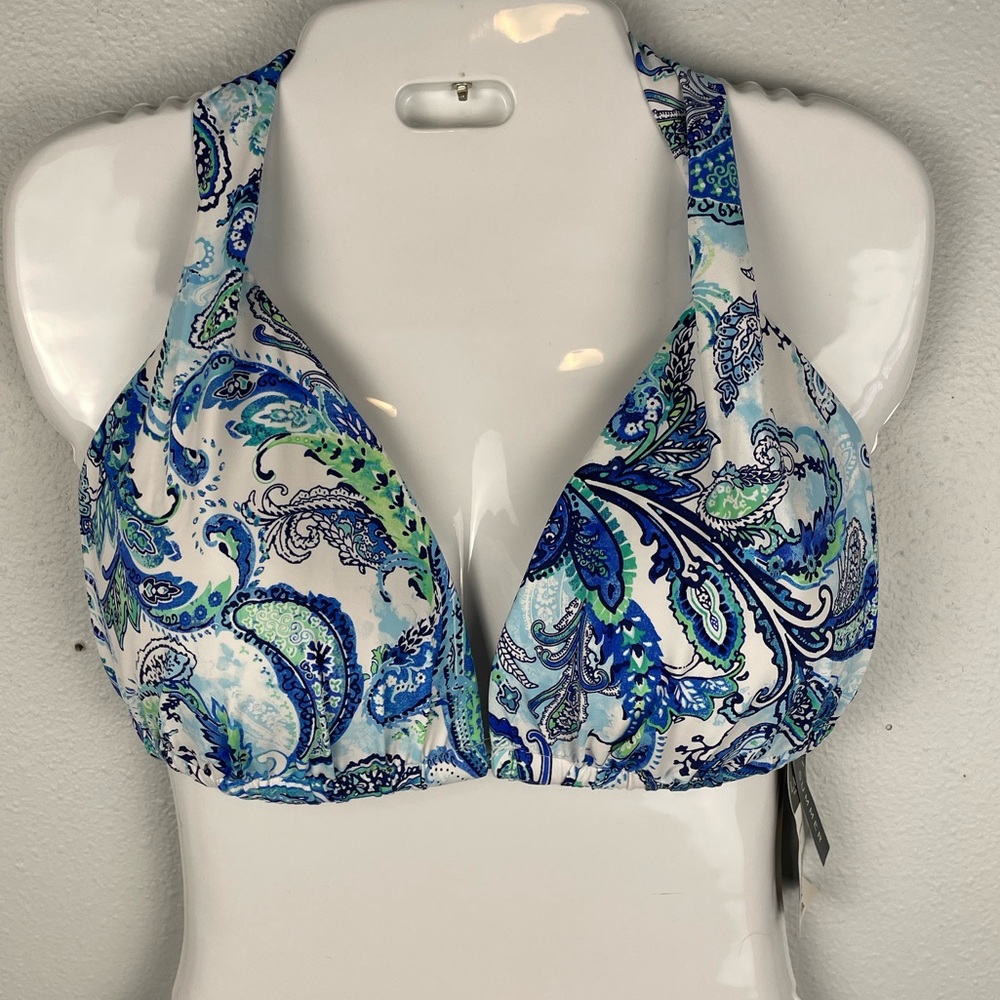 NWT Lauren Ralph Lauren Paisley Bikini Top Size 16